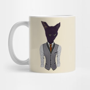 Black Business Cat Kitten With Yellow Tie With Yellow Tie Mug